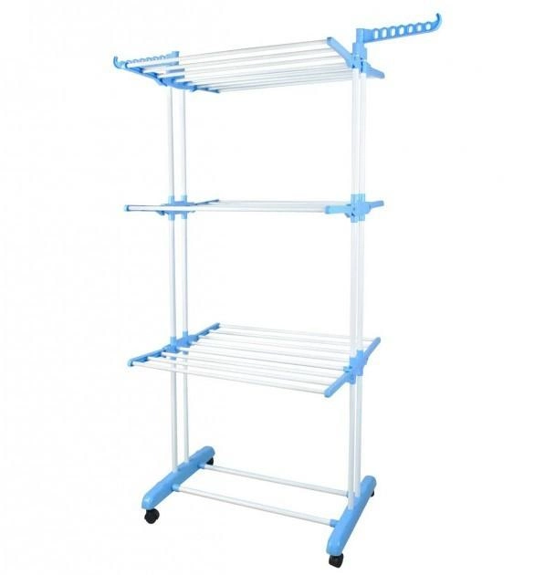 Напольная раскладная сушилка для белья - 3 яруса Tiers Garment Rack, вертикальная многоярусная сушилка для одежды - Фото 4 Напольная раскладная сушилка для белья - 3 яруса Tiers Garment Rack, вертикальная многоярусная сушилка для одежды - изображение 4