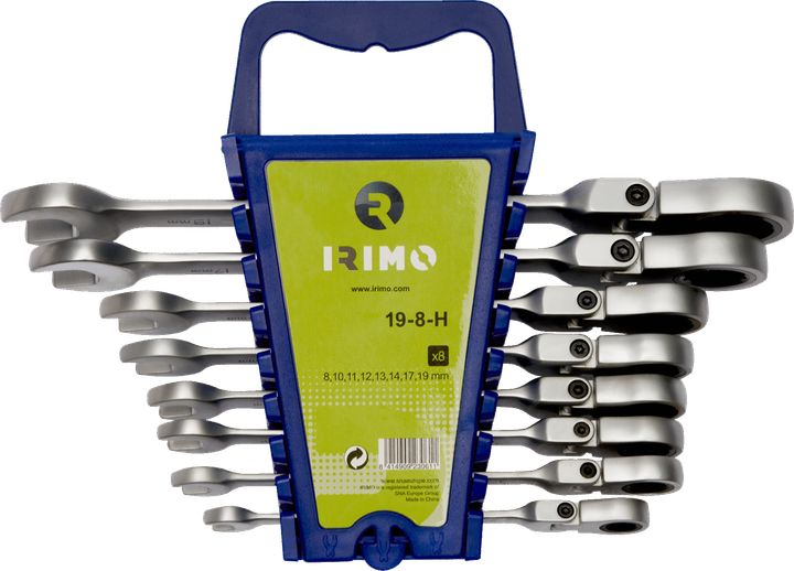 Zestaw kluczy płasko-oczkowych IRIMO z wbudowaną grzechotką 8 - 19 mm 8 szt. 19-8-H (8414909230611) - obraz 1