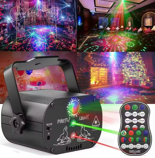 Лазерная установка Party Light RGB+UV с пультом и звуковым сенсором, диско-проектор, светильника для вечеринок и праздников - изображение 2