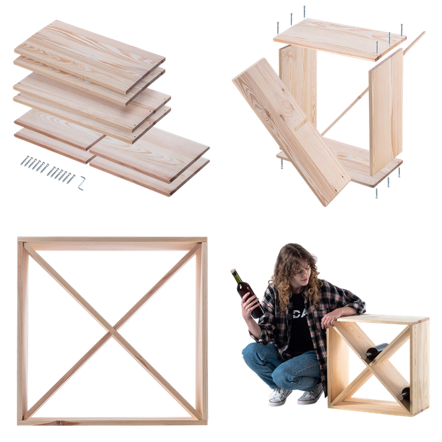 Дерев’яний стелаж для вина Kadax Loreo X світло-коричневий 52 x 52 см (5906638310687) - зображення 8