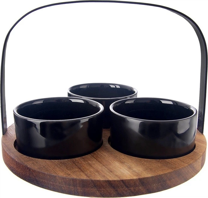 Zestaw misek na przekąski Orion ceramicznych Czarny 130 ml 4 elementy (8592381206642) - obraz 1