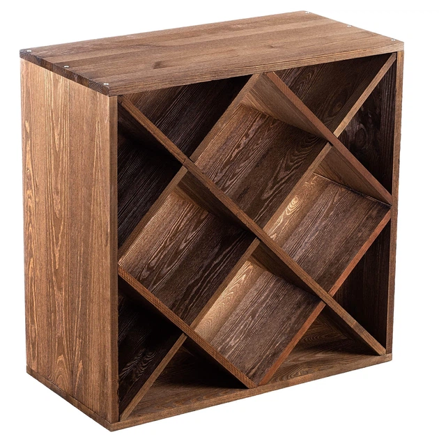 Дерев’яний стелаж для вина Kadax Loreo з решіткою темно-коричневий 52 x 52 см (5906638310724) - зображення 4