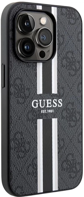 Etui plecki Guess 4G Printed Stripes MagSafe do Apple iPhone 15 Pro Max Black (3666339209742) - obraz 3