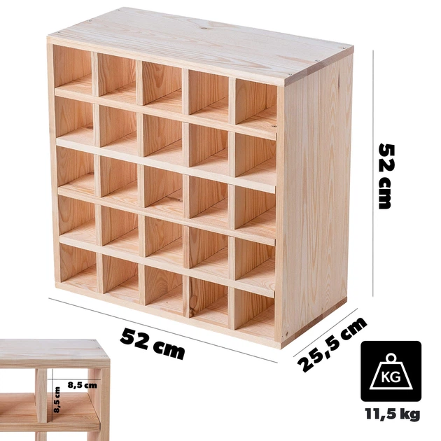 Дерев’яний стелаж для вина Kadax Loreo шахівниця світло-коричневий 52 x 52 см (5906638310700) - зображення 6