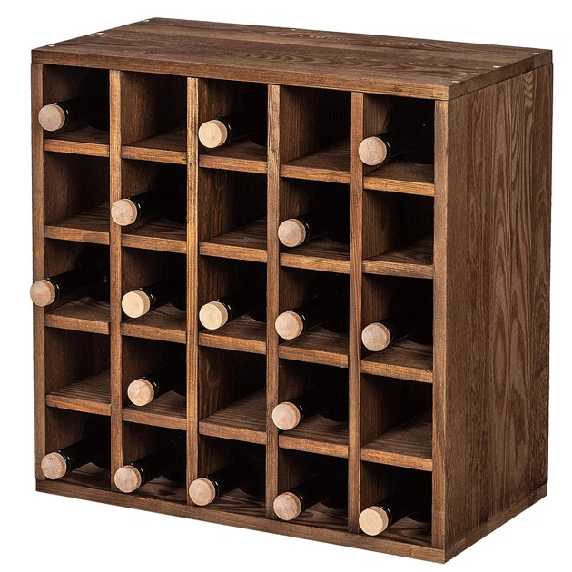 Дерев’яний стелаж для вина Kadax Loreo шахівниця темно-коричневий 52 x 52 см (5906638310731) - зображення 8