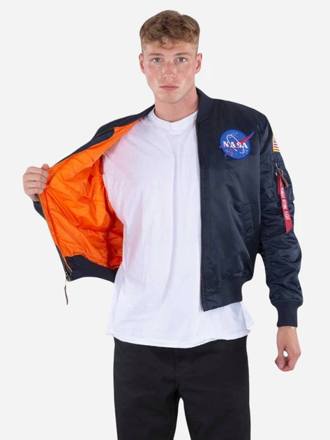 Бомбер чоловічий Alpha Industries 166107-07 L Синій (800070330266) - зображення 5