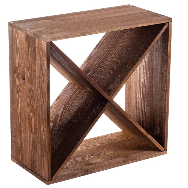 Regał na wino Kadax Loreo X drewniany ciemny brąz 52 x 52 cm (5906638310717) - obraz 1