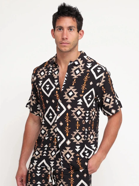 Koszula męska z krótkim rękawem Tooco TOCOM-BWL-UXMAL-BLK XL Czarna - obraz 1