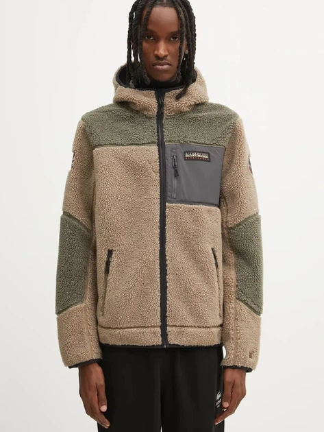 Kurtka przejściowa męska z kapturem Napapijri NP0A4GNSMCD1 XL Beżowa - obraz 1