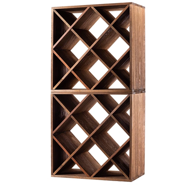 Дерев’яний стелаж для вина Kadax Loreo клітка темно-коричневий 2 шт (5906638310786) - зображення 1
