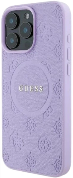 Etui plecki Guess Saffiano Peony Classic Logo MagSafe do Apple iPhone 16 Pro Max Purple (3666339328276) - obraz 3