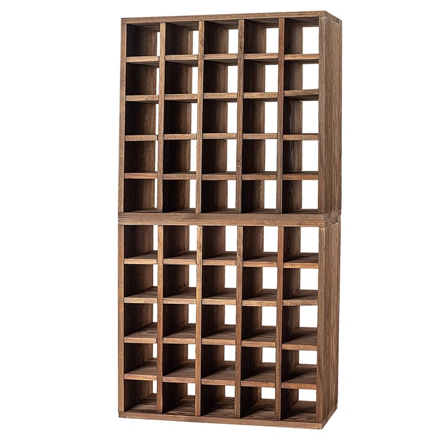 Regał na wino Kadax Loreo szachownica drewniany ciemny brąz 2 szt (5906638310793) - obraz 2