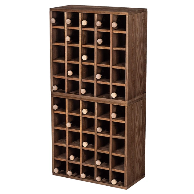 Regał na wino Kadax Loreo szachownica drewniany ciemny brąz 2 szt (5906638310793) - obraz 6