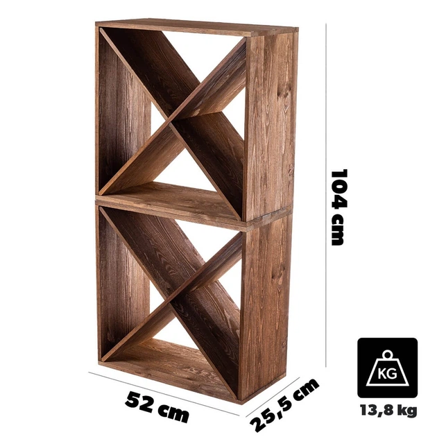 Regał na wino Kadax Loreo X drewniany ciemny brąz 2 szt (5906638310779) - obraz 2