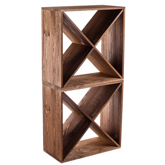 Regał na wino Kadax Loreo X drewniany ciemny brąz 2 szt (5906638310779) - obraz 3