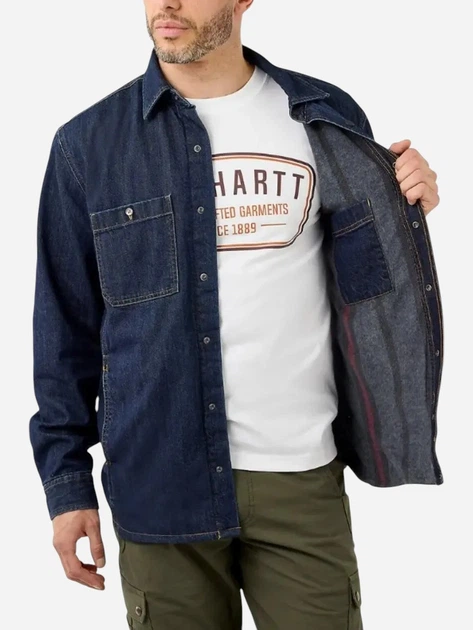 Koszula męska jeansowa Carhartt 105605-H84 M Niebieska - obraz 3