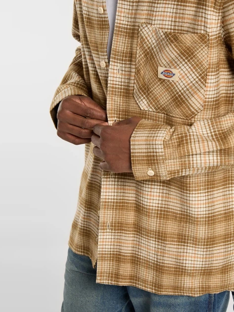 Сорочка бавовняна чоловіча Dickies DK0A8653L171 M Світло-коричнева (800070348077) - зображення 4