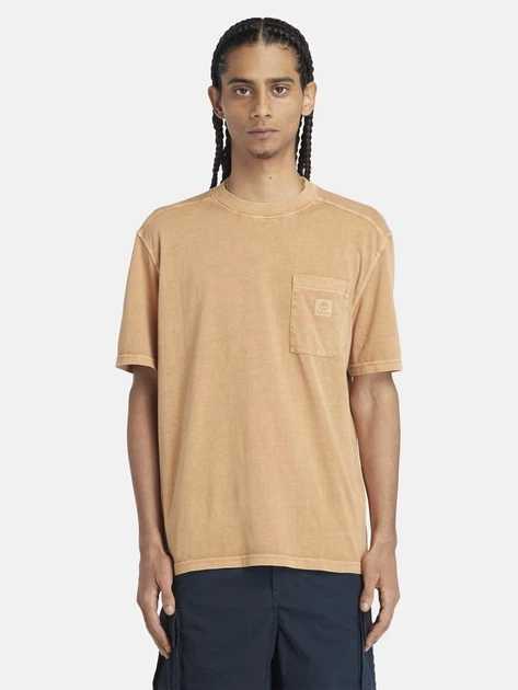 Футболка довга бавовняна чоловіча Timberland TB0A5VDHP471 S Бежева (800070320430) - зображення 1