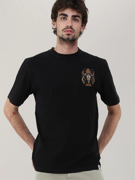 Футболка довга бавовняна чоловіча Tooco TOCOM-TSR-SK-BLACK-WHASED XL Чорна (800070340823) - зображення 1