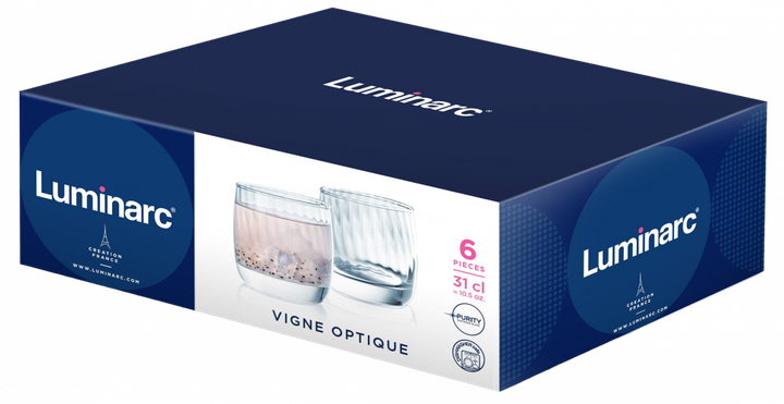 Набор низких стаканов Vigne Optigue Luminarc X0831 (310мл) 6шт - Фото 4 Набор низких стаканов Vigne Optigue Luminarc X0831 (310мл) 6шт - изображение 4