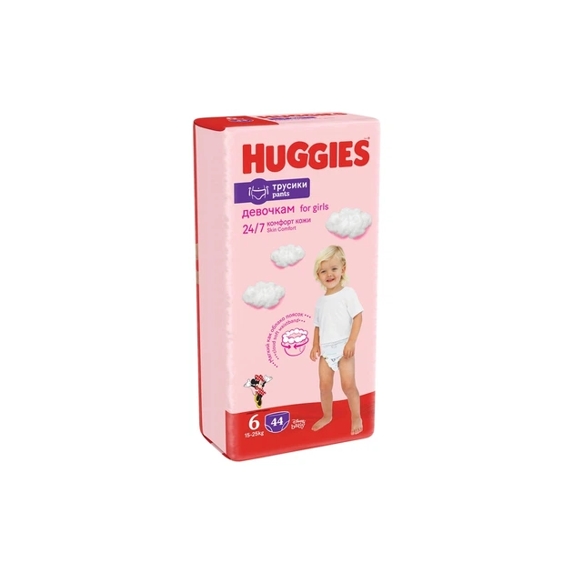 Подгузники Huggies Little Movers/Pants 6 (15-25 кг) для девочки 44 шт (5029053547664) - Фото 2 Подгузники Huggies Little Movers/Pants 6 (15-25 кг) для девочки 44 шт (5029053547664) - изображение 2
