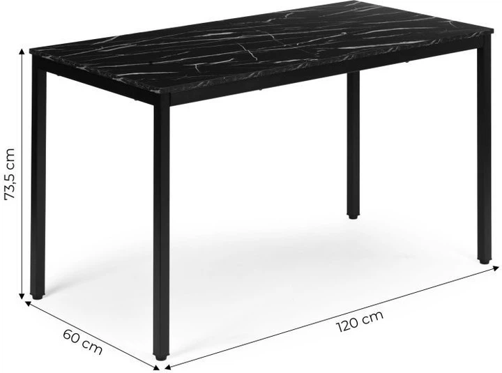 Обідній стіл ModernHome by Multistore 120 x 60 см Чорний мармур (NORD-MRBC-BC) - зображення 4
