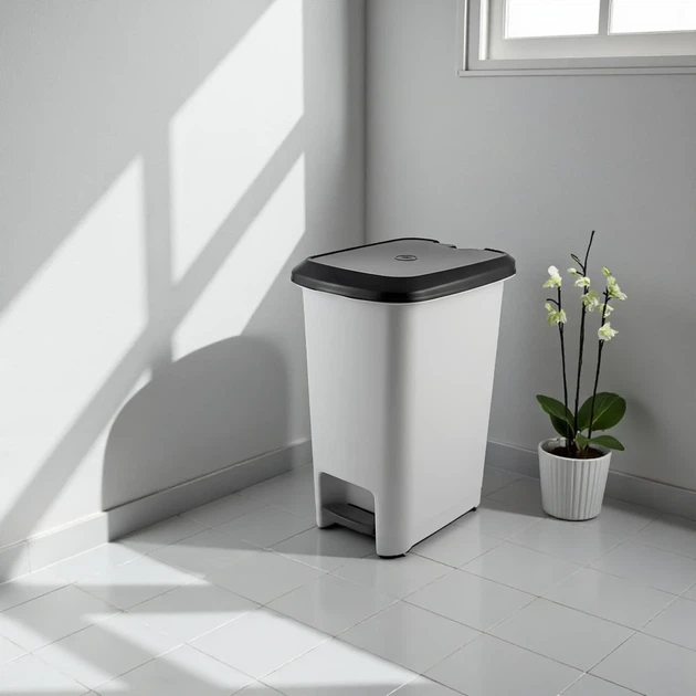Відро для сміття з педаллю пластиковий з кришкою, 40 л, Сірий (076-GRAY) - зображення 5