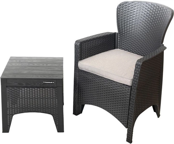 Набір садових меблів Longwell Industrial 2 крісла + стіл Чорні H-058 (5904265080584) - зображення 2