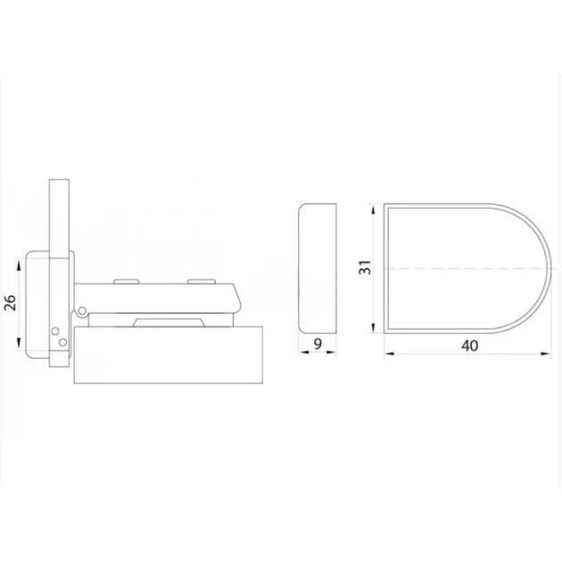 Петля Sigma для скла накладна 100° Slide-On D-26мм Нікель (MP0060) - изображение 3