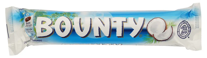 Батончик Bounty в молочно-шоколадной глазури с кокосовой начинкой, 57 г - Фото 1 Батончик Bounty в молочно-шоколадной глазури с кокосовой начинкой, 57 г - изображение 1