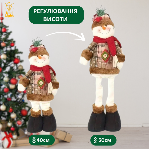 Новогодняя фигурка под елку Снеговик фигурка 50 см для елки новогодний рождественский декор под елку на телескопических ножках - изображение 2