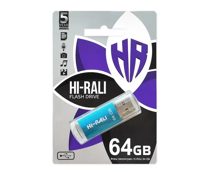 Флешка Hi-Rali 64GB Rocket синій - изображение 2