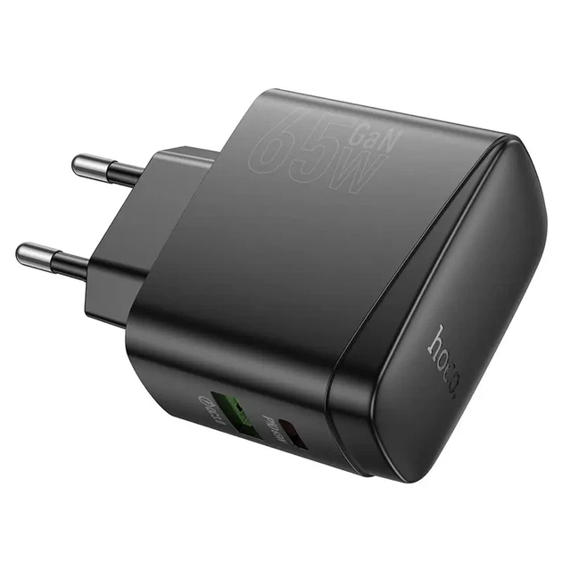 Зарядне GaN HOCO CS63A 65W Bright Type-C PD45W, USB QC18W чорне - Фото 7 Зарядне GaN HOCO CS63A 65W Bright Type-C PD45W, USB QC18W чорне - изображение 7