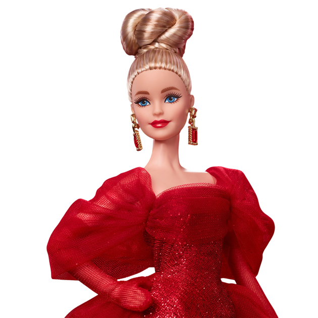 Kolekcjonerska lalka Barbie Ruby Red na 80-lecie Mattel Blondynka (JBJ17) - obraz 2