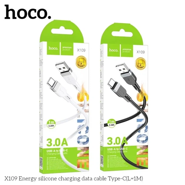 Кабель HOCO X109 USB to Type-C silicone 3A 1m білий - изображение 2