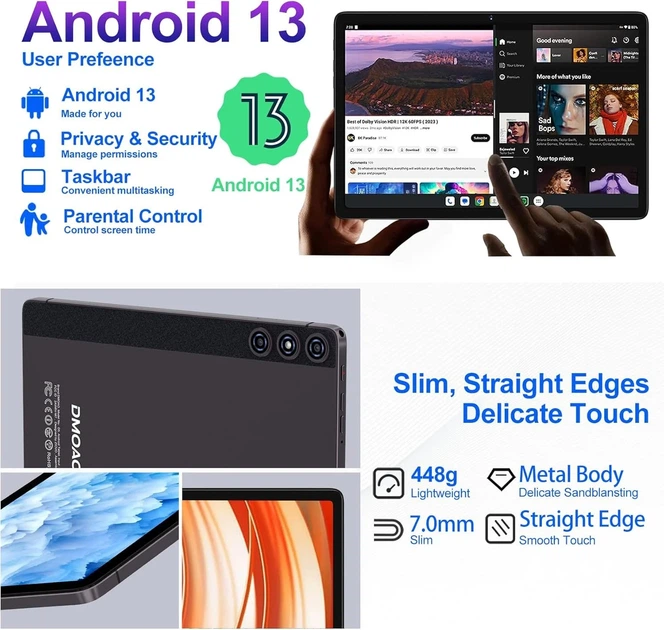 Планшет 10.1" Dmoao D5 8+6/128Gb 8 ядер Android 13 8000 mAh Серый Б/В - изображение 4