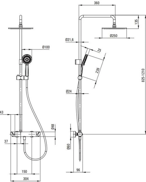 Zestaw prysznicowy z baterią Deante Arnika NAC_Z1QK - obraz 2