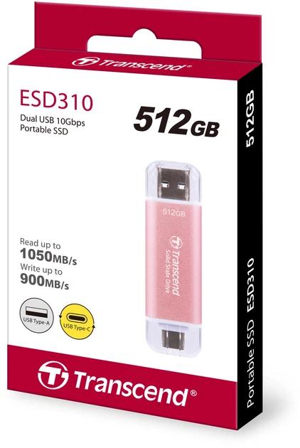 Dysk SSD Transcend ESD310P 512GB USB Type-A/USB Type-C 3D NAND (TS512GESD310P) External - obraz 6