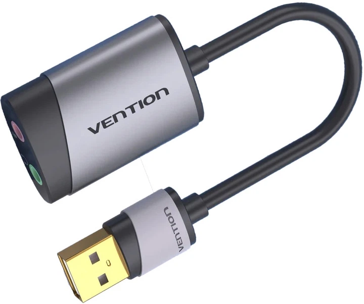 Адаптер Vention USB External Sound Card 0.15 м Gray Metal Type (CDKHB) - зображення 2