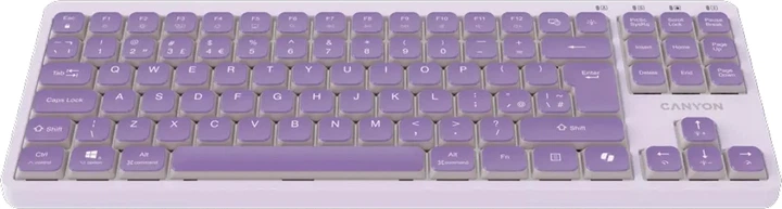 Klawiatura przewodowa Canyon OnType 10 TKL Low Profile USB Violet (CNS-HKB10V) - obraz 2