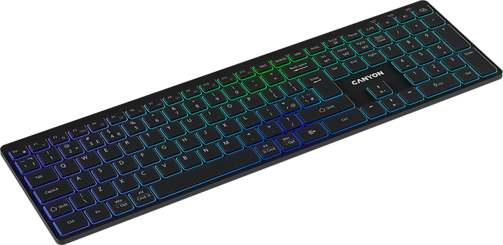 Клавіатура бездротова Canyon HKB-W11 Slim Dual Mode Wireless/Bluetooth RGB Black (CNS-HBTK11B) - зображення 4