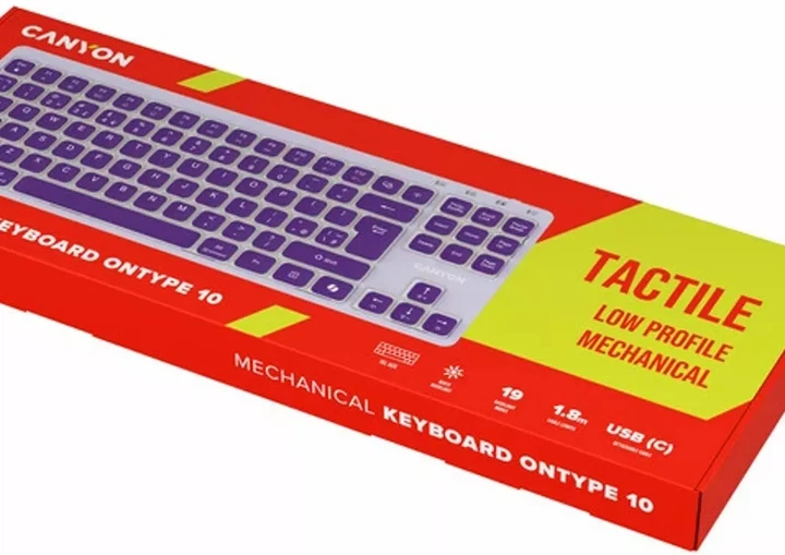 Klawiatura przewodowa Canyon OnType 10 TKL Low Profile USB Violet (CNS-HKB10V) - obraz 5