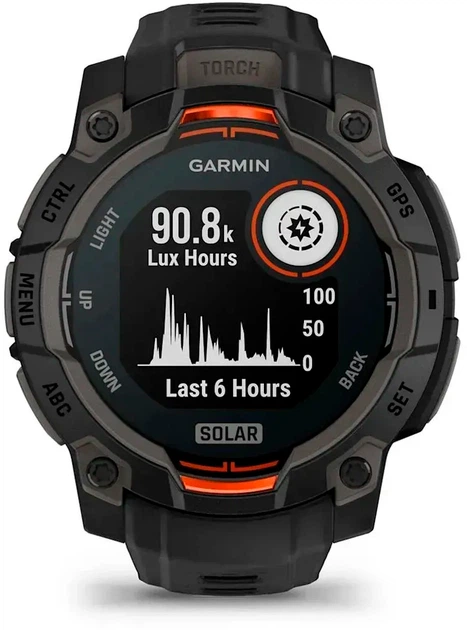 Smartwatch Garmin Instinct 3 45mm Solar Black Bezel with Black Band (010-02934-00) - obraz 2