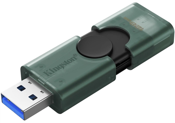 Флеш пам'ять USB Kingston DataTraveler Duo 128GB USB 3.2 Gen 1 + Type-C Black/Green (DTDEG2/128GB) - зображення 4