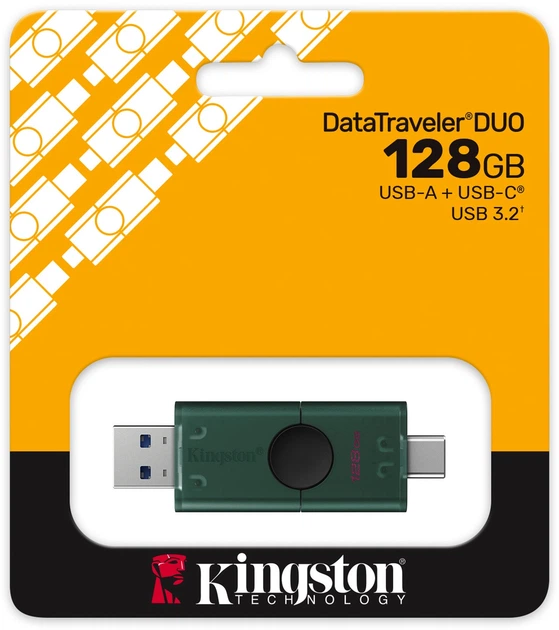 Флеш пам'ять USB Kingston DataTraveler Duo 128GB USB 3.2 Gen 1 + Type-C Black/Green (DTDEG2/128GB) - зображення 6