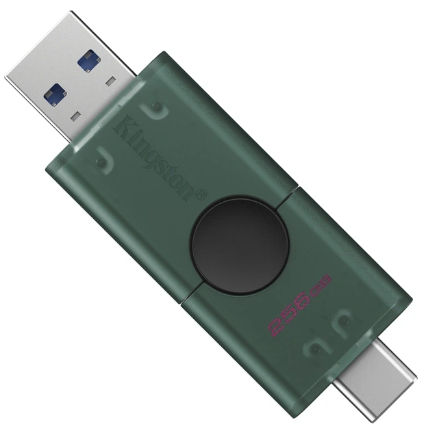 Флеш пам'ять USB Kingston DataTraveler Duo 256GB USB 3.2 Gen 1 + Type-C Black/Green (DTDEG2/256GB) - зображення 2