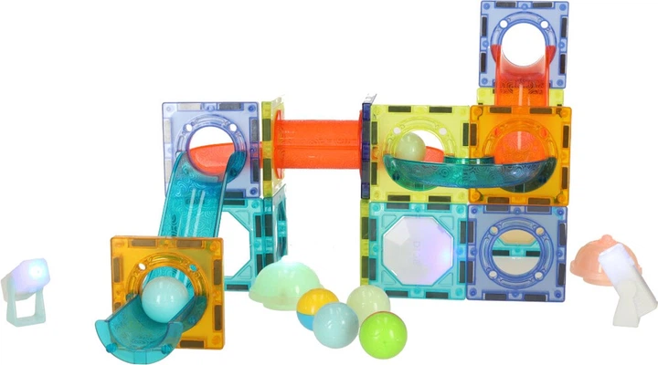Klocki magnetyczne Dige konstrukcyjne Marble Tor Kulkowy Świecący 49 el. (5903039737709) - obraz 3