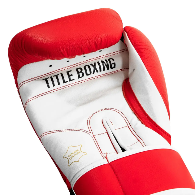 Рукавички боксерські шкіряні з бинтами TITLE Boxing Pro Style 3.0 розмір 12 унцій, червоно-білі - изображение 3