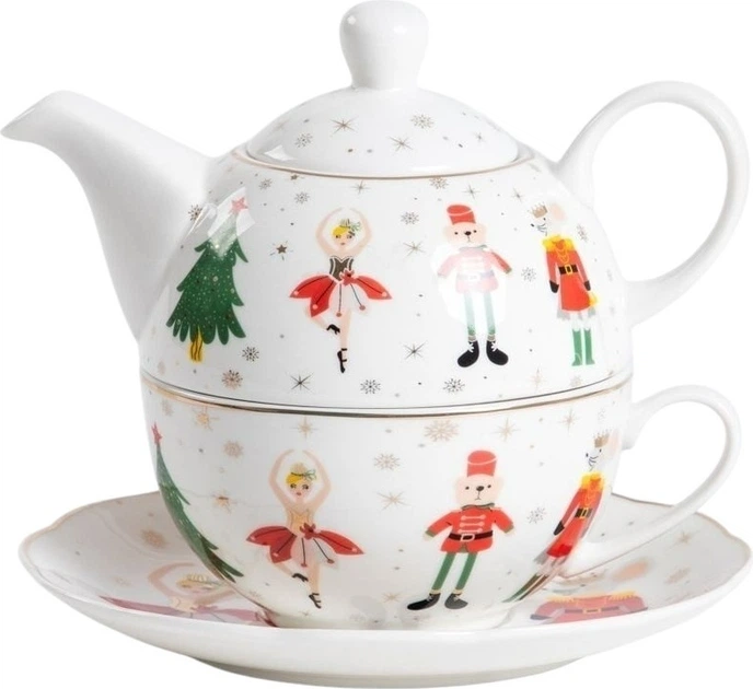 Чайник для заварювання чаю Homla Licola із чашкою та блюдцем порцеляновий 200 мл (5906496719066) - зображення 1