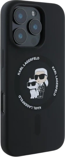 Etui plecki Karl Lagerfeld Silicone Karl&Choupette Heads Ring MagSafe do iPhone 16 Pro Black (3666339318666) - obraz 2